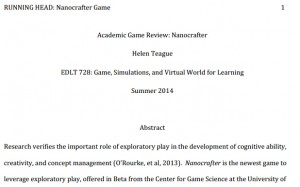 Academic Game Review